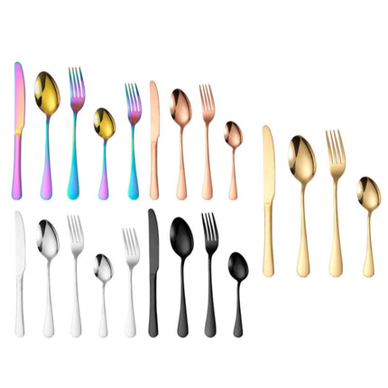 16pcs/set Carton Boxed Gold-Plated Stainless Steel Knife and Fork Set Western Cutlery, Stainless Steel Color, Gold, Rose Gold, Colorful, Black - DealBuddy