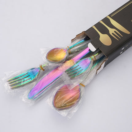 16pcs/set Carton Boxed Gold-Plated Stainless Steel Knife and Fork Set Western Cutlery, Stainless Steel Color, Gold, Rose Gold, Colorful, Black - DealBuddy