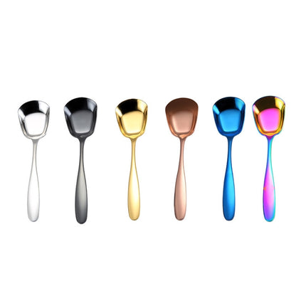 Small 304 Stainless Steel Spoon Glossy Thickened Flat Head Flat Bottom Serving Spoon
