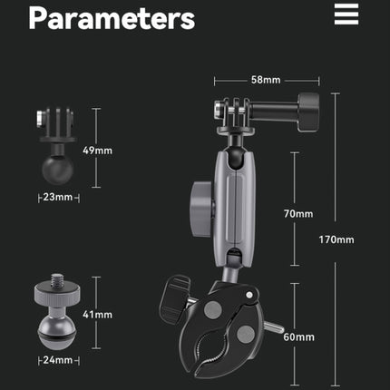TELESIN  Aluminum Alloy Crab Claw Handlebar Tube Clamp For Sports Camera Mobile Phones - DealBuddy