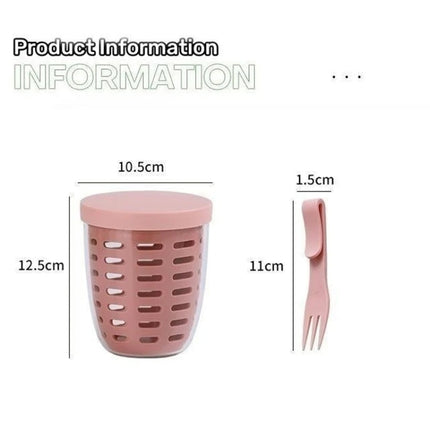 600ml Fruit and Veggie Snack Cup with Lid and Fork Airtight Leak-proof Salad Box - DealBuddy