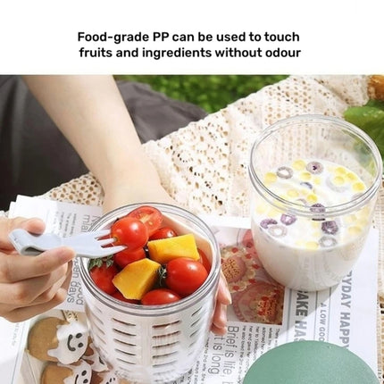 600ml Fruit and Veggie Snack Cup with Lid and Fork Airtight Leak-proof Salad Box - DealBuddy