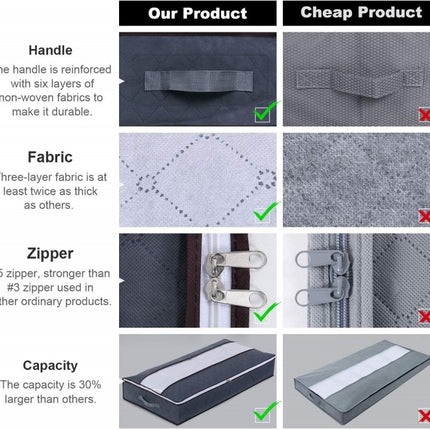 Non-Woven Fabric Foldable Underbed Storage Bag for Clothes Blankets 100x50x18cm