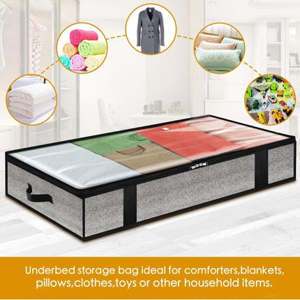 Non-Woven Fabric Foldable Underbed Storage Bag for Clothes Blankets 100x50x18cm