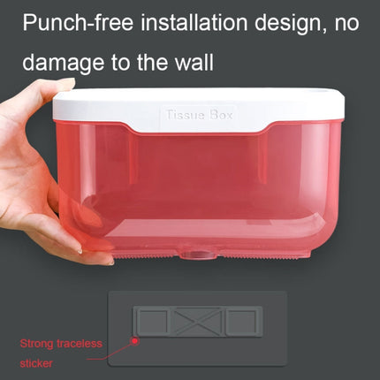 Punch-free Bathroom Transparent Waterproof Tissue Box Toilet Wall-mounted Storage Rack, Large (Black), Large (Pink), Small (Black), Small (Pink)
