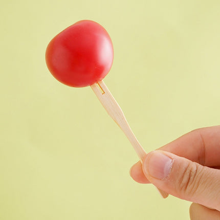 Bamboo Fruit Stick Disposable Two Tines Dessert Fork For Home Use, 100pcs /Can, 200pcs /Can - DealBuddy