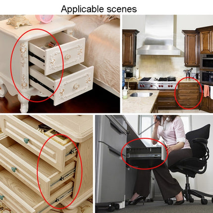 1 Pair Thickened Three Sections Ball Slide Mute Drawer Track Rail