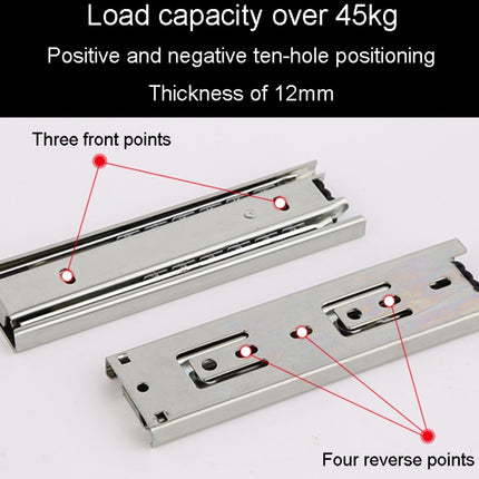 1 Pair Thickened Three Sections Ball Slide Mute Drawer Track Rail