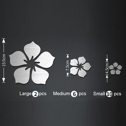 18pcs /Set Acrylic Cherry Blossom Mirror Wall Sticker Living Room Bedroom Background Wall Decoration