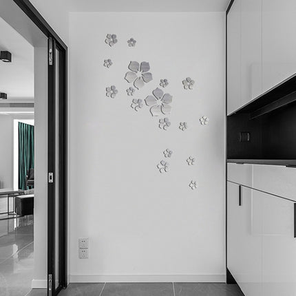 18pcs /Set Acrylic Cherry Blossom Mirror Wall Sticker Living Room Bedroom Background Wall Decoration