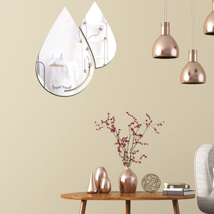 2pcs /Set Acrylic Water Drops Mirror Stereo Wall Stickers Living Room Bedroom Decorative Stickers Soft Mirror