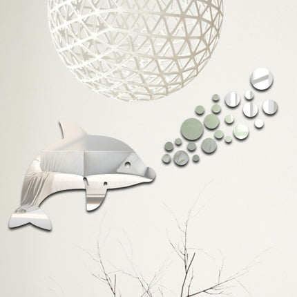 22pcs /Set Acrylic Dolphin Spitting Bubbles Mirror Wall Sticker Home Decoration Soft Mirror