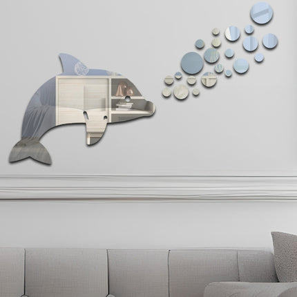 22pcs /Set Acrylic Dolphin Spitting Bubbles Mirror Wall Sticker Home Decoration Soft Mirror