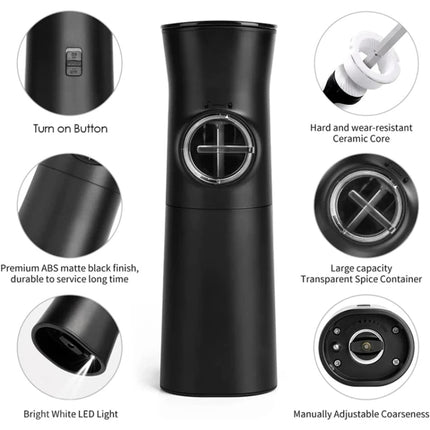 Gravity Induction Electric Salt And Pepper Grinder  Adjustable Coarseness with LED Light - DealBuddy