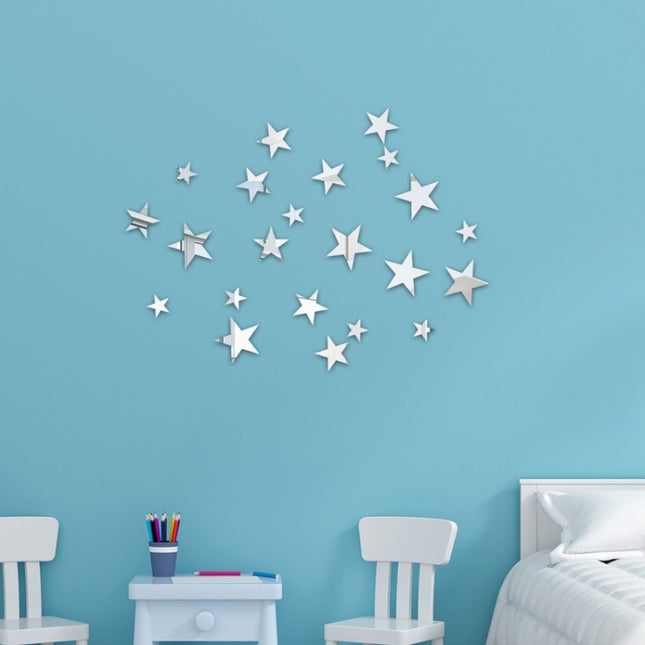 20pcs /Set Acrylic Stars Mirror Stereo Wall Stickers Home Decoration Soft Mirror