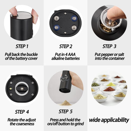 Electric Automatic Salt and Pepper Grinder Set Battery Powered, A2  KYMQ-14-BS, B2 KYMQ-16B-BS - DealBuddy