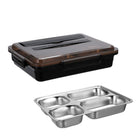 304 Stainless Steel Lunch Box Leakproof Insulated Student Dormitory Bento Box, 4 Grid Black - DealBuddy