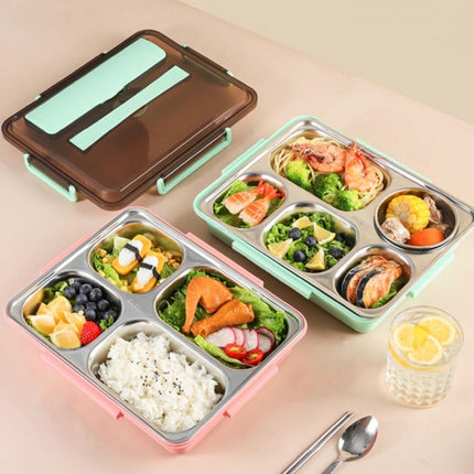 304 Stainless Steel Lunch Box Leakproof Insulated Student Dormitory Bento Box, 4 Grid Pink, 4 Grid Black, 4 Grid Blue, 5 Grid Pink - DealBuddy