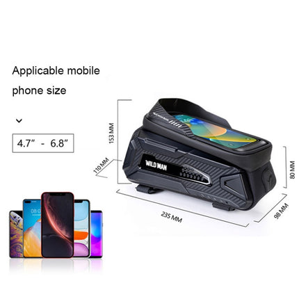 WILD MAN M30 1L Hard Shell Mountain Bike Front Beam Bag TPU Touch Screen Cycling Equipment Bag - DealBuddy