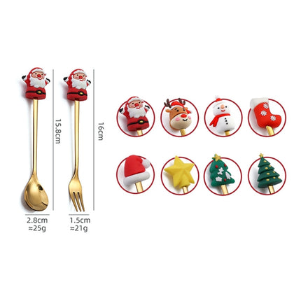 4pcs /Pack Christmas Cartoon Doll Stainless Steel Tableware