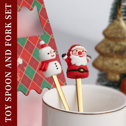 4pcs /Pack Christmas Cartoon Doll Stainless Steel Tableware