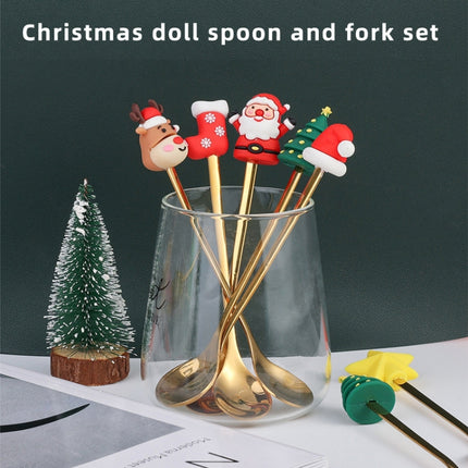 4pcs /Pack Christmas Cartoon Doll Stainless Steel Tableware, A Spoon Fork, D Spoon - DealBuddy