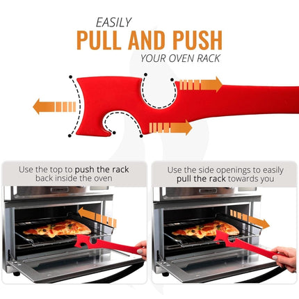 Kitchen Silicone Oven Rack Air Fryer Push Pull Tool with Longer Handle, Small 20 x 2.8cm, Large 28 x 3.8cm - DealBuddy