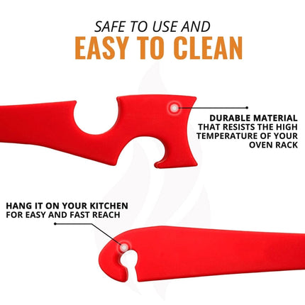 Kitchen Silicone Oven Rack Air Fryer Push Pull Tool with Longer Handle, Small 20 x 2.8cm, Large 28 x 3.8cm - DealBuddy