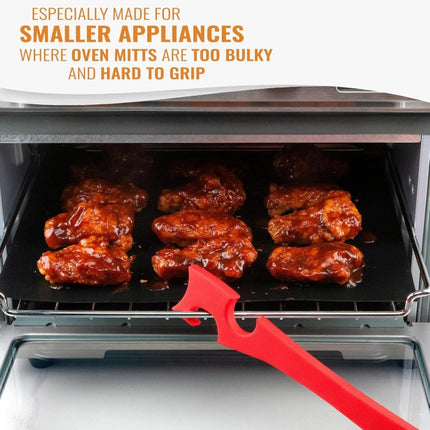 Kitchen Silicone Oven Rack Air Fryer Push Pull Tool with Longer Handle, Small 20 x 2.8cm, Large 28 x 3.8cm - DealBuddy