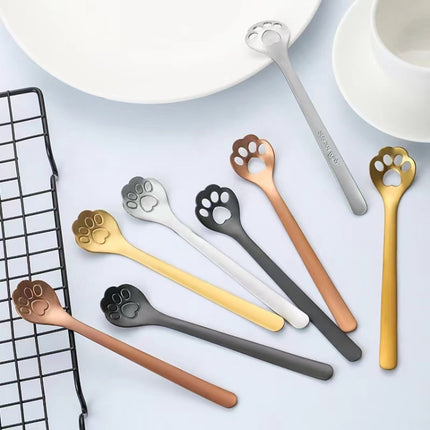 Stainless Steel Coffee Stirring Spoon Ice Cream Cartoon Cat Paw Spoon