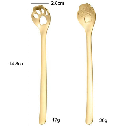 Stainless Steel Coffee Stirring Spoon Ice Cream Cartoon Cat Paw Spoon