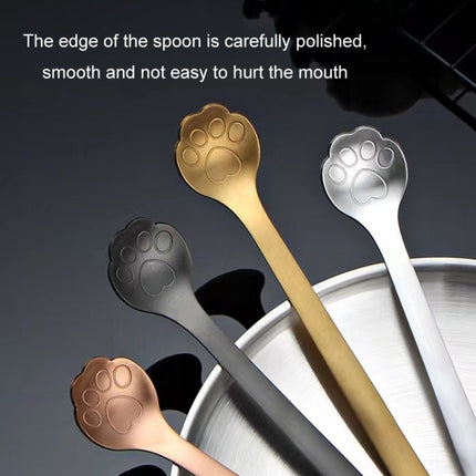 Stainless Steel Coffee Stirring Spoon Ice Cream Cartoon Cat Paw Spoon