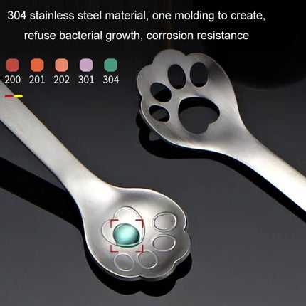 Stainless Steel Coffee Stirring Spoon Ice Cream Cartoon Cat Paw Spoon