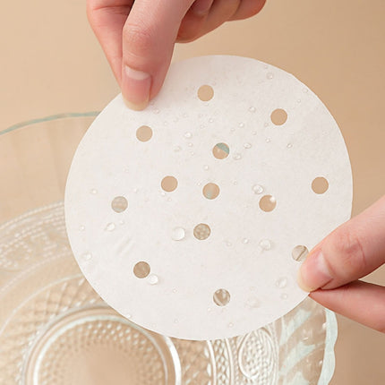 100pcs /Pack Steamer Paper Non-Stick Disposable Grease-Proof Paper Round Air Fryer Pad