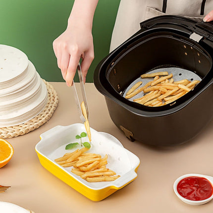 100pcs /Pack Steamer Paper Non-Stick Disposable Grease-Proof Paper Round Air Fryer Pad