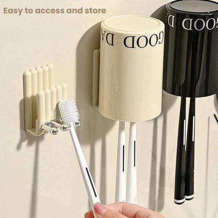 Electric Toothbrush Holder Minimalist Wall-Mounted Toothbrush Mouthwash Cup Hanging Storage Rack - DealBuddy