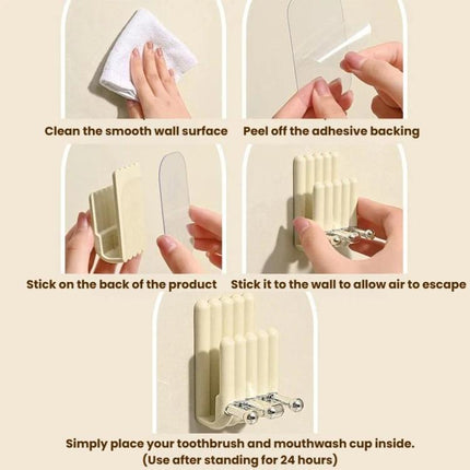 Electric Toothbrush Holder Minimalist Wall-Mounted Toothbrush Mouthwash Cup Hanging Storage Rack - DealBuddy