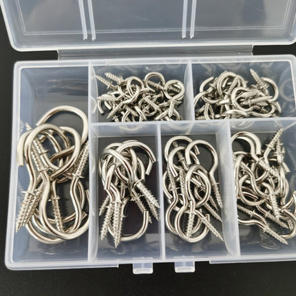 75pcs /Box Screw-in Ceiling Hook Set Home Storage Wall Cup Hook Lamp Hook