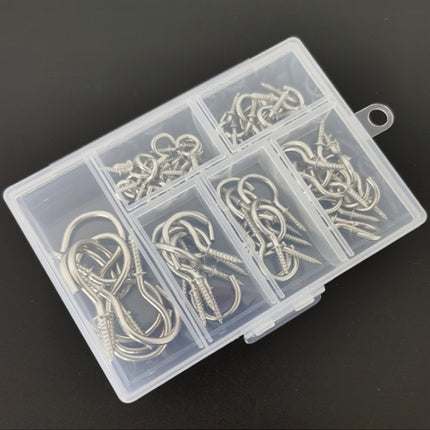 75pcs /Box Screw-in Ceiling Hook Set Home Storage Wall Cup Hook Lamp Hook