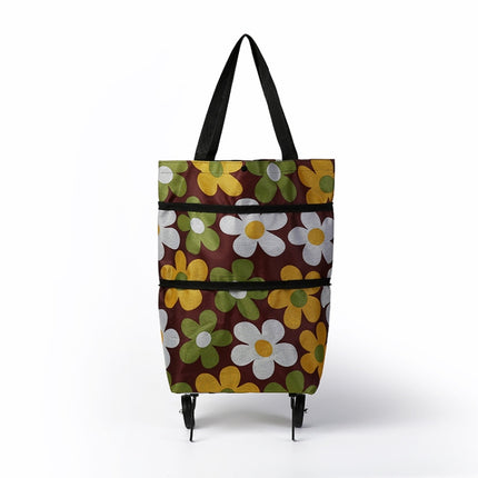2 In 1  Oxford Cloth Shopping Bag Foldable Shopping Trolley Cart
