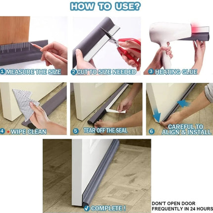 Door Bottom Seal Strip Door Seam Soundproof Windproof Sticker Door Foot Down Gap Self-Adhesive Blocking Strip