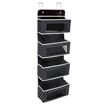 GD03 Wall-Mounted Fabric Storage Bag Wardrobe Room Door Behind Hanging Bag, 4+1 Gray, 4+1 Beige, Lantern Flower 4-grids