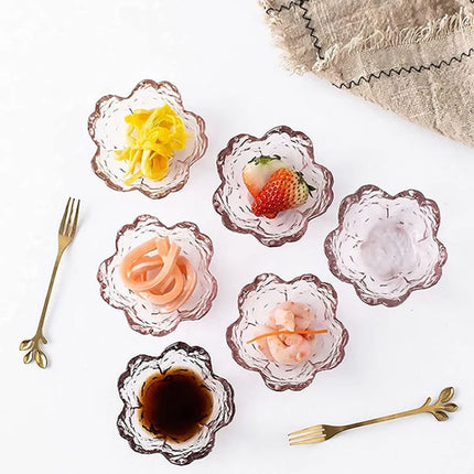 5pcs /Set Hammer Glass Cherry Blossom Dish House Sauce Plate Small Dish