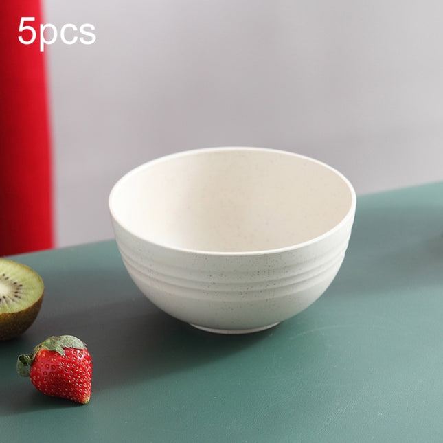 5pcs 4.5 Inch Wheat Straw Bowl House Children Small Bowl Plastic Soup Bowl