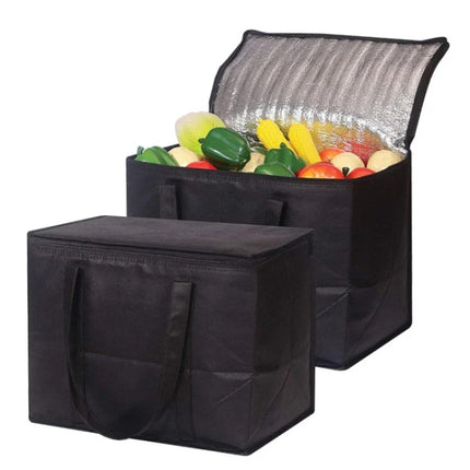 Non-Woven Bento Aluminum Foil Thermal Bag Takeaway Lunch Bag With Bottom Plate, 41x26x33cm - DealBuddy