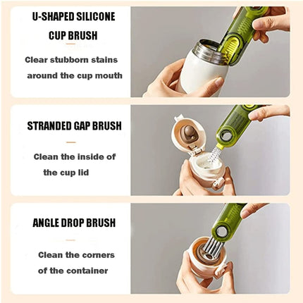 3 In 1 U Shaped Cup Lid Cleaning Brush Water Bottle Cover Groove Cleaner - DealBuddy