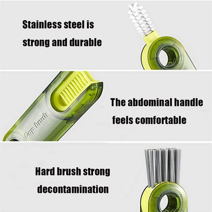 3 In 1 U Shaped Cup Lid Cleaning Brush Water Bottle Cover Groove Cleaner - DealBuddy