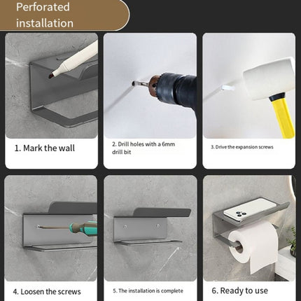 2 In 1 No-Punch Bathroom Shelf Household Paper Towel Cell Phone Toiletries Storage Rack