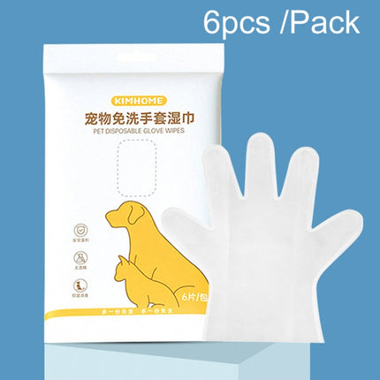 KIMHOME Pet No-Rinse Gloves Wipes Dogs Cats Bathing Deodorizing Cleaning Dry Cleaning Pet Supplies, 6pcs /Pack - DealBuddy