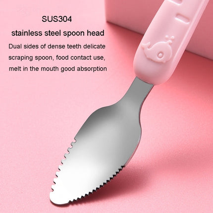 Baby Fruit Double-Ended Scraping Spoon 304 Stainless Steel Silicone Soft Spoon, Pink, Blue, Blue With Storage Box, Pink With Storage Box - DealBuddy